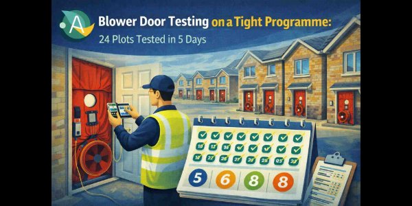 Blower Door Testing on a Tight Programme: 24 Plots Tested in 5 Days