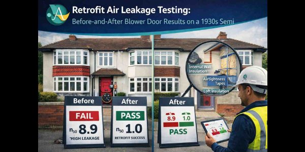 Retrofit Air Leakage Testing: Before-and-After Blower Door Results on a 1930s Semi