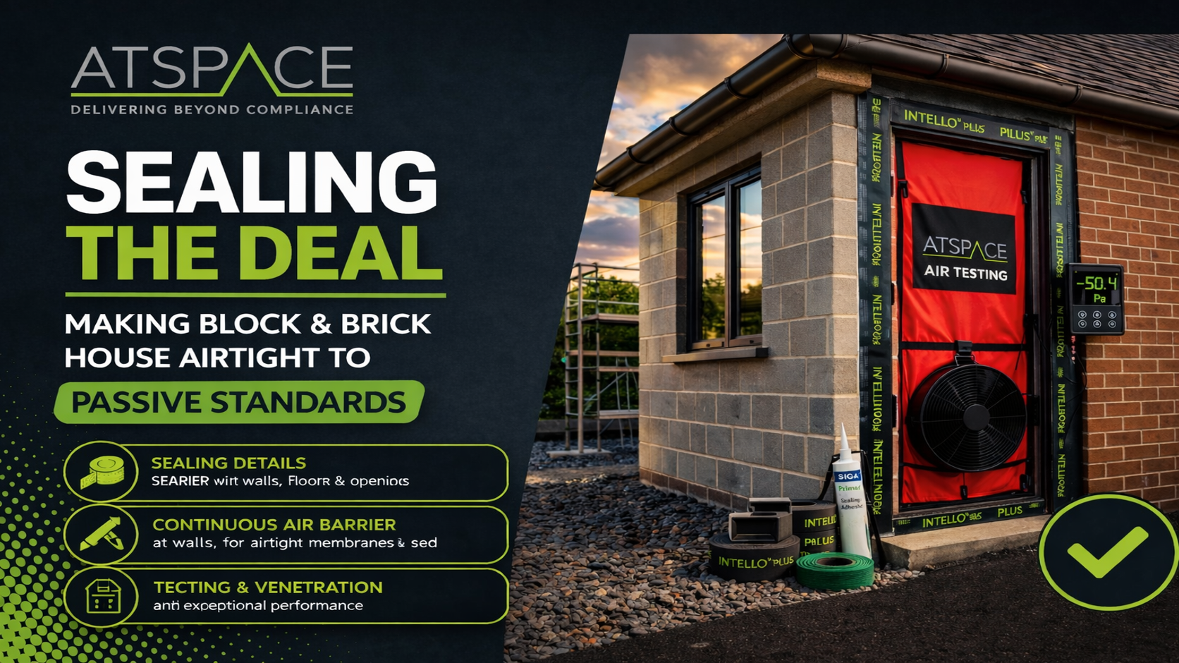 Making a block and brick house airtight to passive standards
